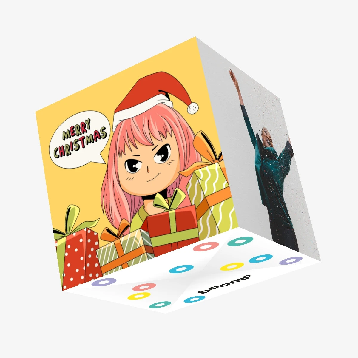 Kiwi Lots Of Gifts Anime Christmas Confetti-exploding Greetings Card 3 Kiwi Lots Of Gifts Anime Christmas Confetti-exploding Greetings Card