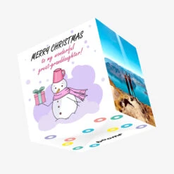 Plum Merry Christmas Great Granddaughter Snowman And A Gift Confetti-exploding Greetings Card