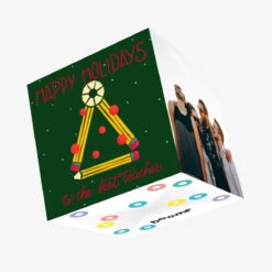 Happy Holidays Teacher Pencil Christmas Tree Confetti-exploding Greetings Card