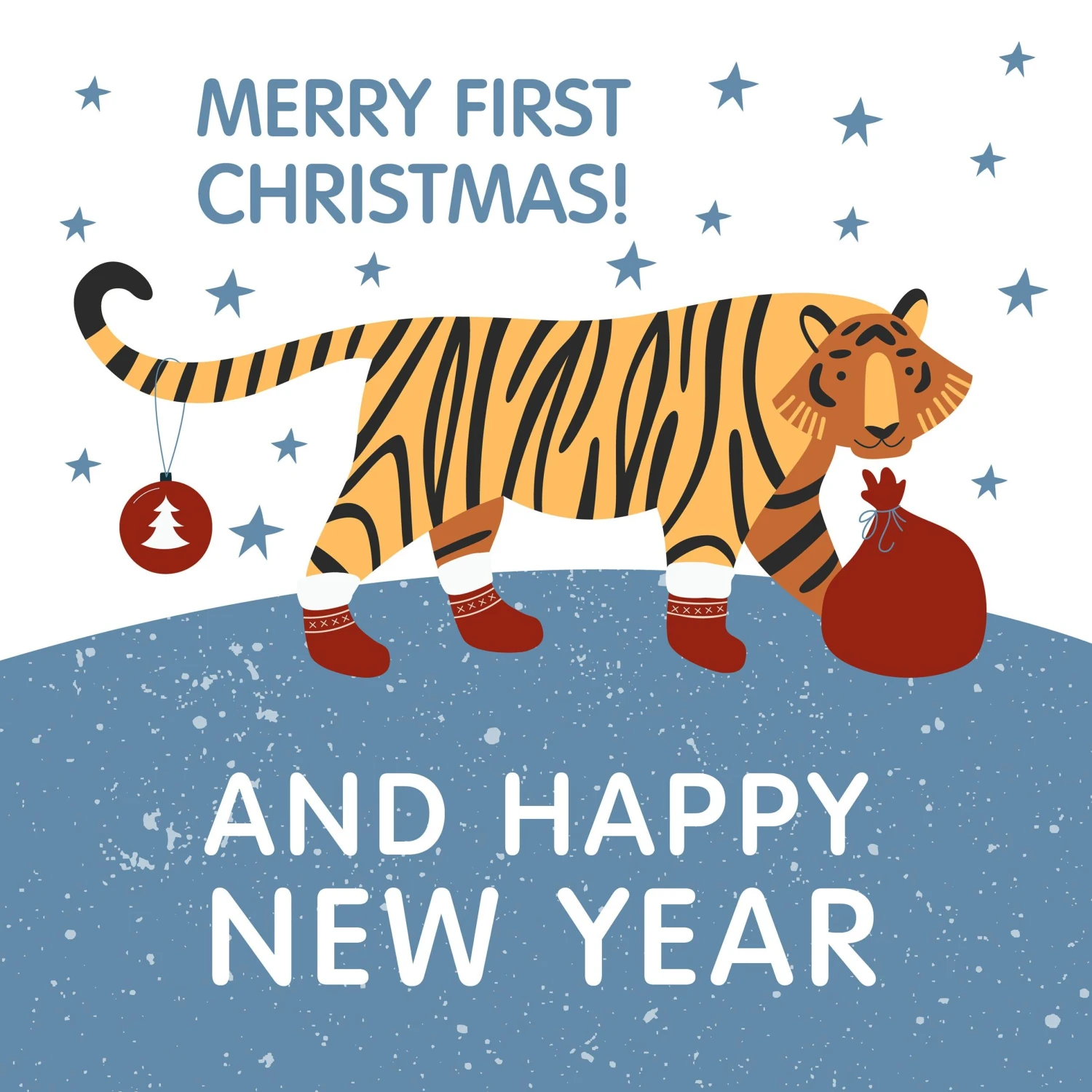 Merry First Christmas And Happy New Year Tiger Confetti-exploding Greetings Card 4 Merry First Christmas And Happy New Year Tiger Confetti-exploding Greetings Card - Image 2