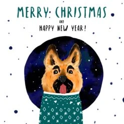 Cute German Shepherd In Sweater Merry Christmas Confetti-exploding Greetings Card -Merry Moments 1 3dd6abb2 0af2 4422 95f6 3c2c0c4ed64d