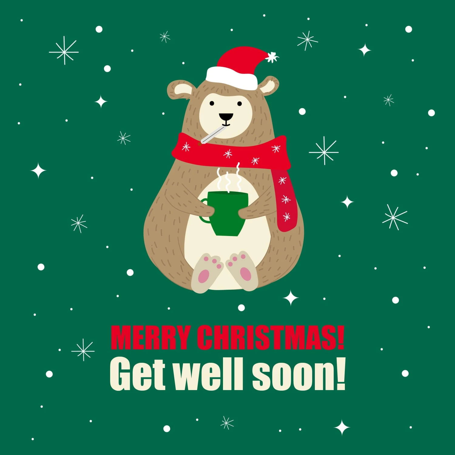 Plum Merry Christmas Get Well Soon Cute Bear Confetti-exploding Greetings Card 4 Plum Merry Christmas Get Well Soon Cute Bear Confetti-exploding Greetings Card - Image 2