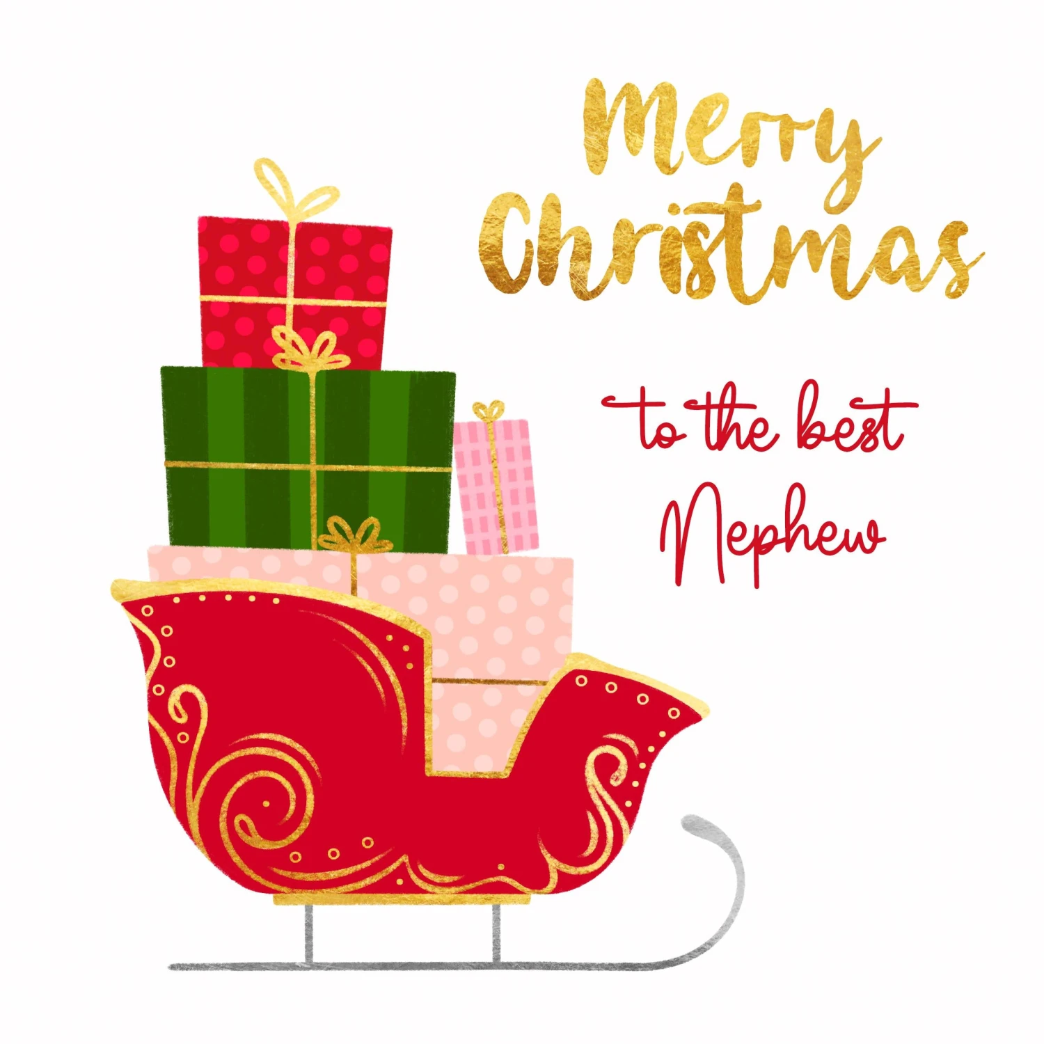 Merry Christmas Nephew Sleigh With Gifts Confetti-exploding Greetings Card 4 Merry Christmas Nephew Sleigh With Gifts Confetti-exploding Greetings Card - Image 2