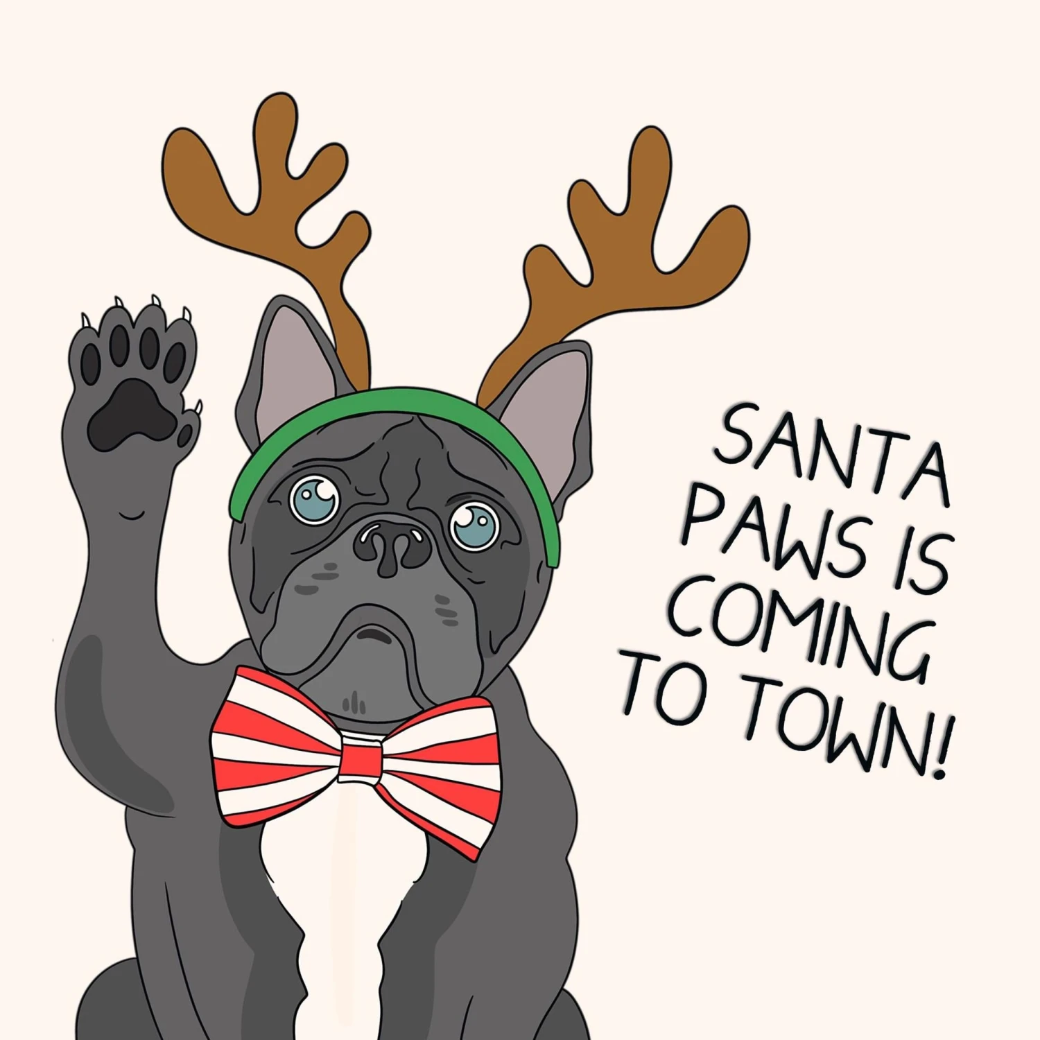 Santa Paws Frenchie Christmas Confetti-exploding Greetings Card 4 Santa Paws Frenchie Christmas Confetti-exploding Greetings Card - Image 2