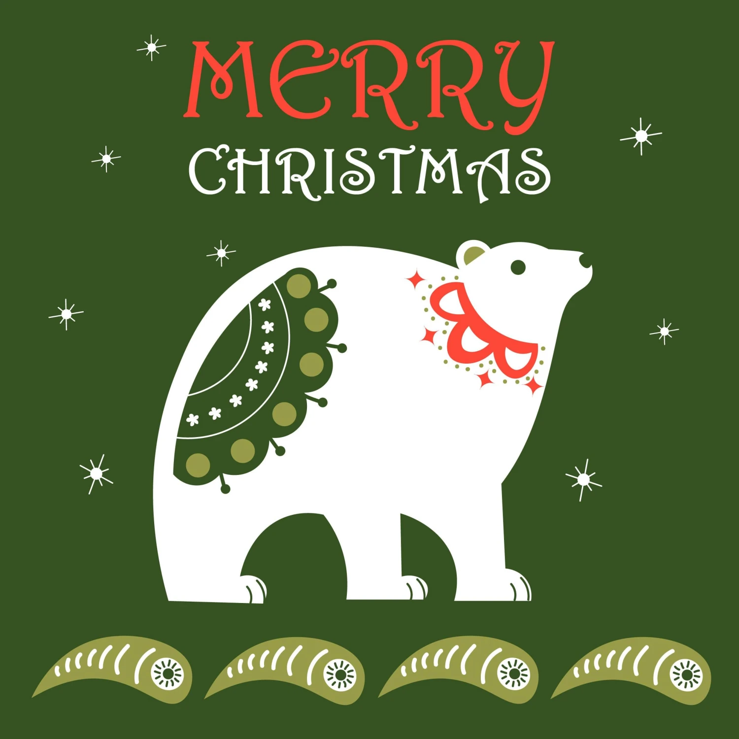 Plum Merry Christmas Scandinavian Polar Bear Confetti-exploding Greetings Card 4 Plum Merry Christmas Scandinavian Polar Bear Confetti-exploding Greetings Card - Image 2