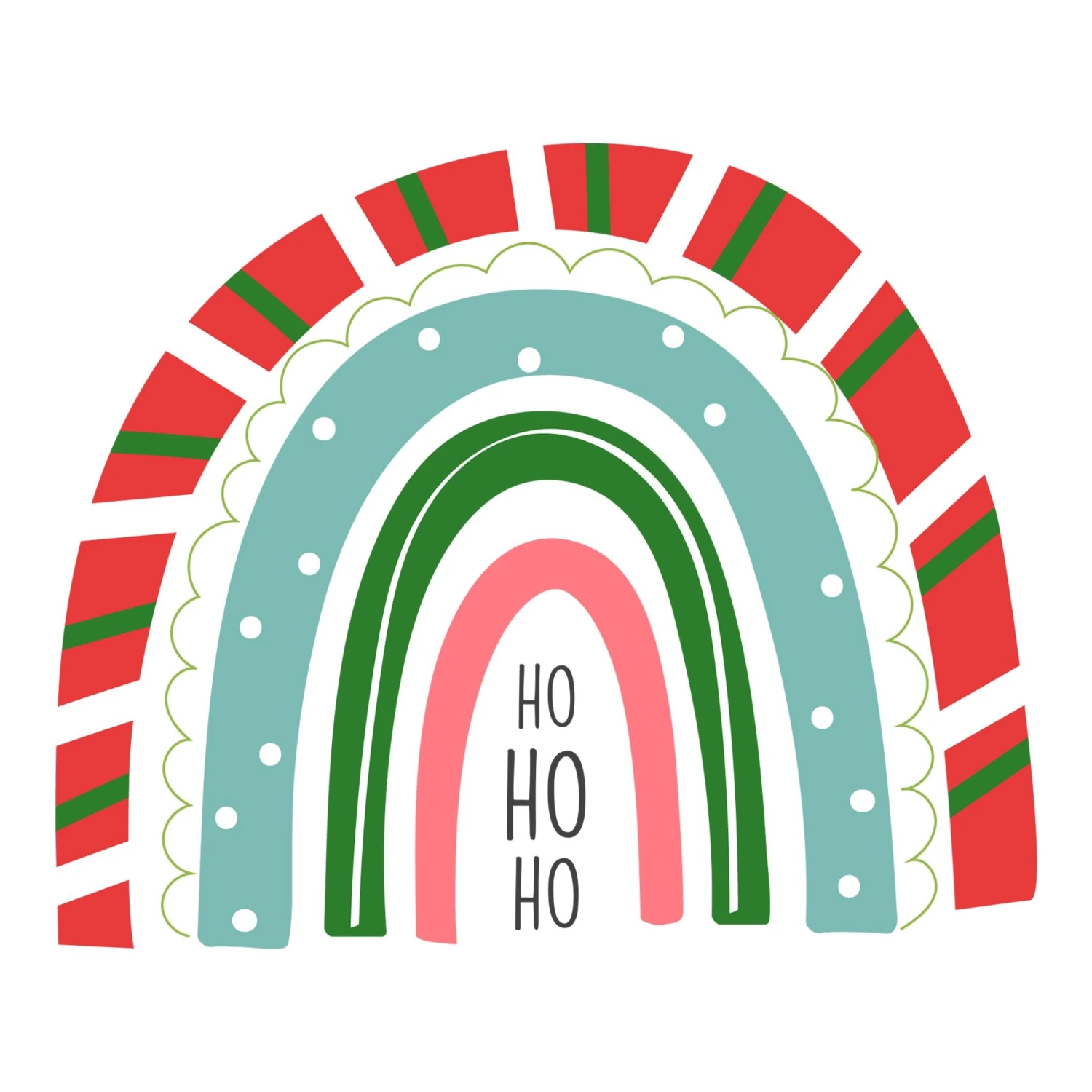 Red Rainbow Ho Ho Ho Christmas Confetti-exploding Greetings Card 4 Red Rainbow Ho Ho Ho Christmas Confetti-exploding Greetings Card - Image 2