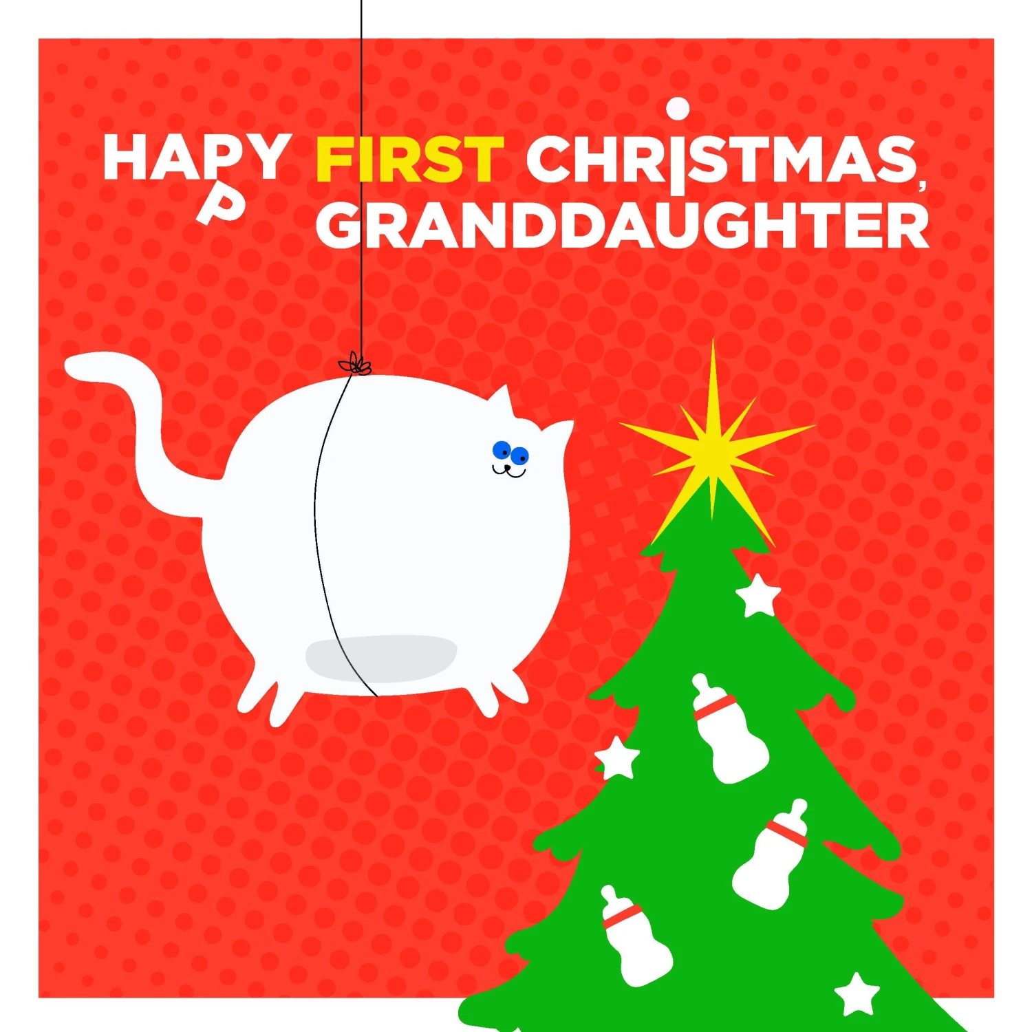 Happy 1st Christmas Cat And A Christmas Tree Confetti-exploding Greetings Card 4 Happy 1st Christmas Cat And A Christmas Tree Confetti-exploding Greetings Card - Image 2