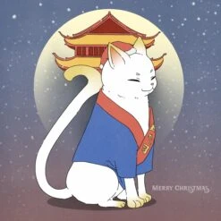 Kiwi Merry Christmas Cute Japanese Cat Confetti-exploding Greetings Card -Merry Moments 1 c6bc00f6 83ca 4ad5 97e2 de2de2cb0f04