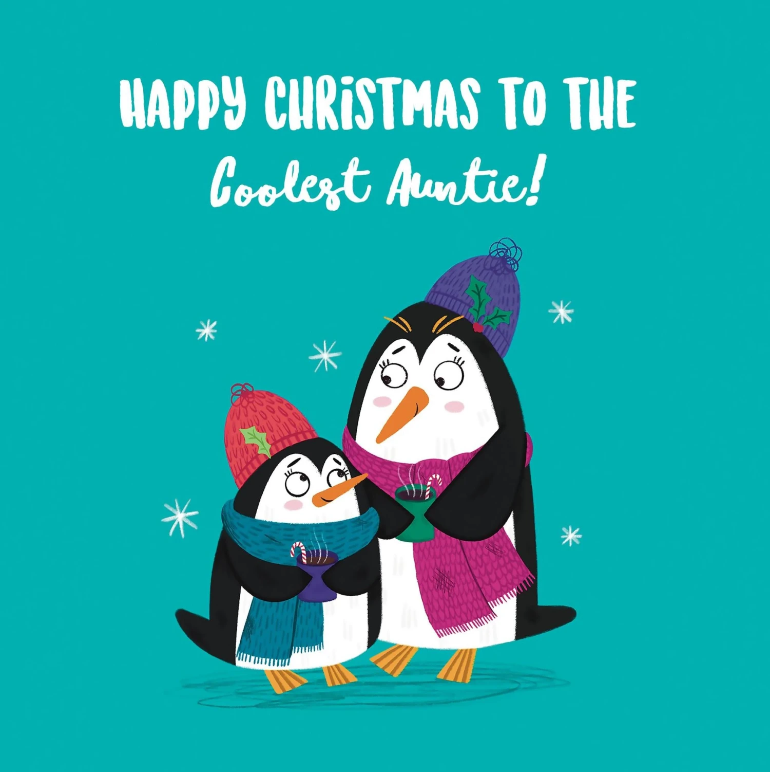 Cute Penguins Auntie Christmas Confetti-exploding Greetings Card 4 Cute Penguins Auntie Christmas Confetti-exploding Greetings Card - Image 2