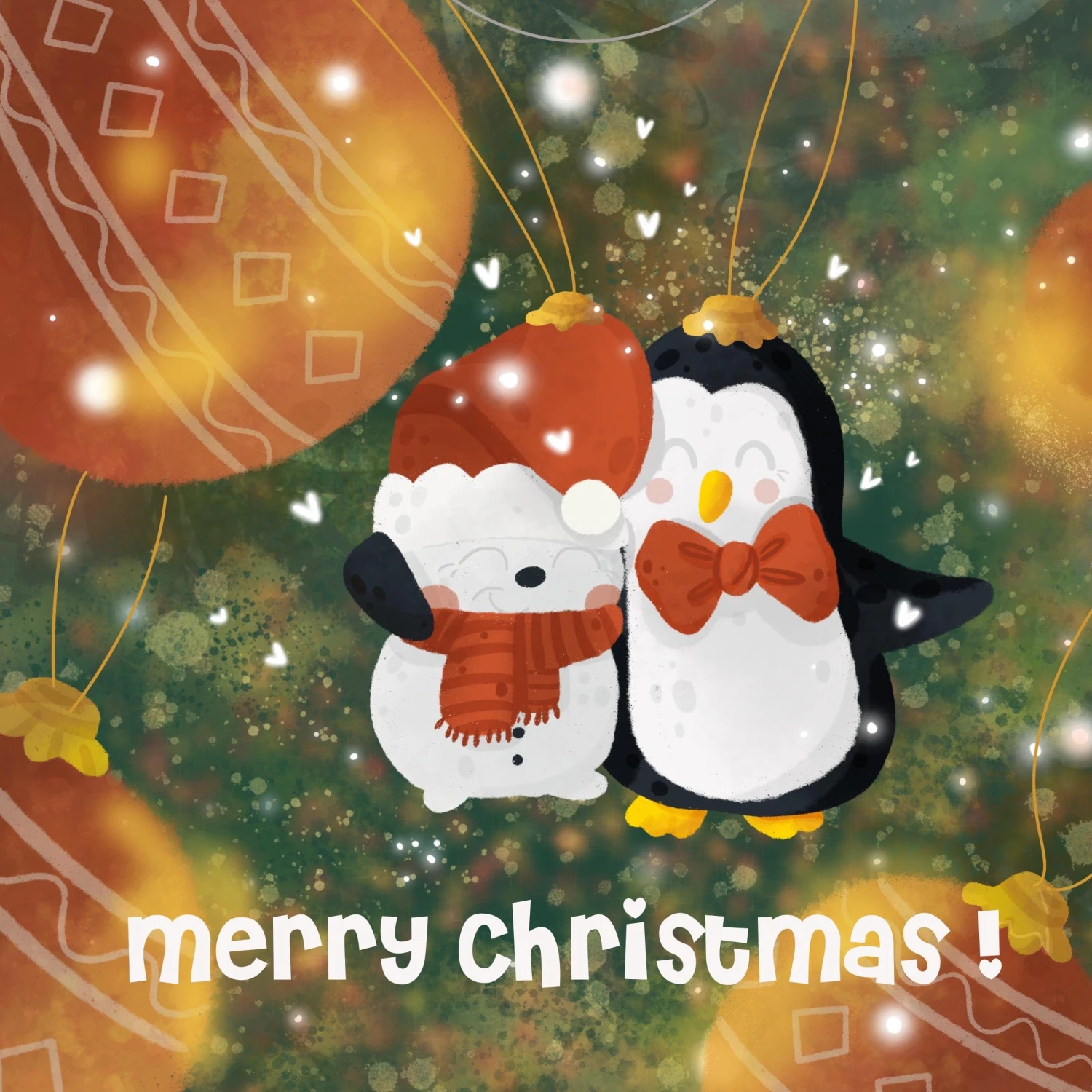 Penguins First Christmas Together Confetti-exploding Greetings Card 4 Penguins First Christmas Together Confetti-exploding Greetings Card - Image 2