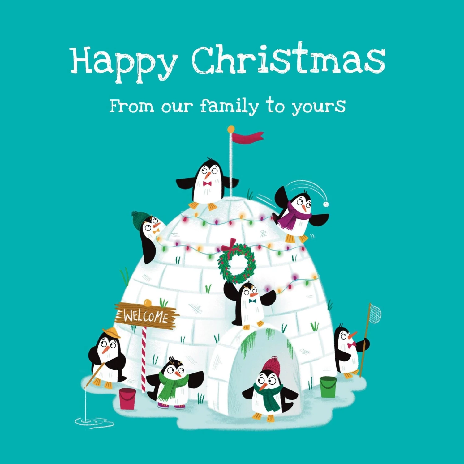 Penguin Family Christmas Confetti-exploding Greetings Card 4 Penguin Family Christmas Confetti-exploding Greetings Card - Image 2