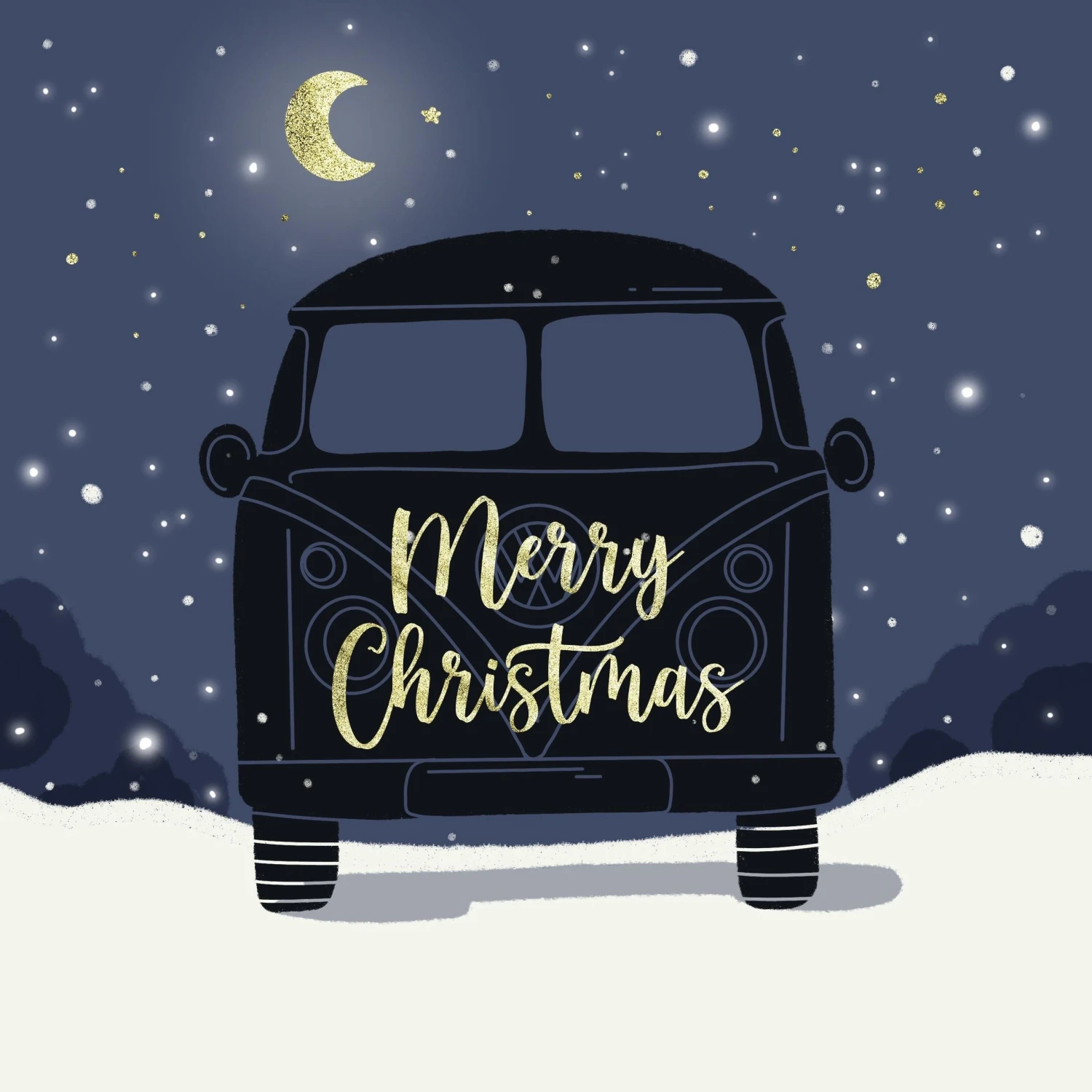 Merry Christmas Black Campervan Confetti-exploding Greetings Card 4 Merry Christmas Black Campervan Confetti-exploding Greetings Card - Image 2