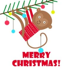 Plum Merry Christmas Funny Monkey Hanging On A Branch Confetti-exploding Greetings Card -Merry Moments 1 da374450 a78a 4267 97e3 33c3e4492525