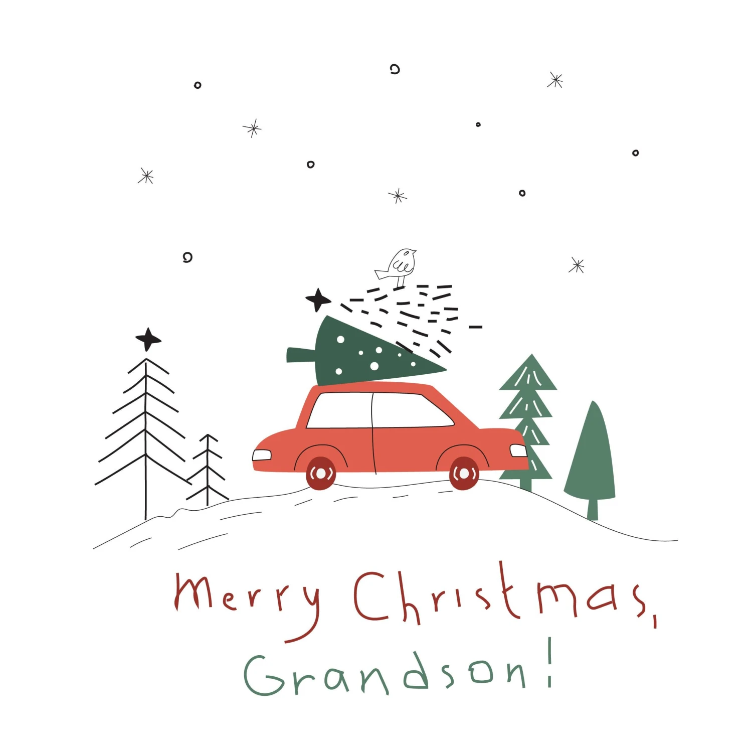 Merry Christmas Grandson Simple Drawing Confetti-exploding Greetings Card 4 Merry Christmas Grandson Simple Drawing Confetti-exploding Greetings Card - Image 2