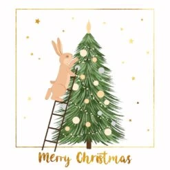 Merry Christmas Cute Rabit Decorating Christmas Tree Confetti-exploding Greetings Card -Merry Moments 1 e4982f56 c1f5 4043 8500 fa22ae87c78a