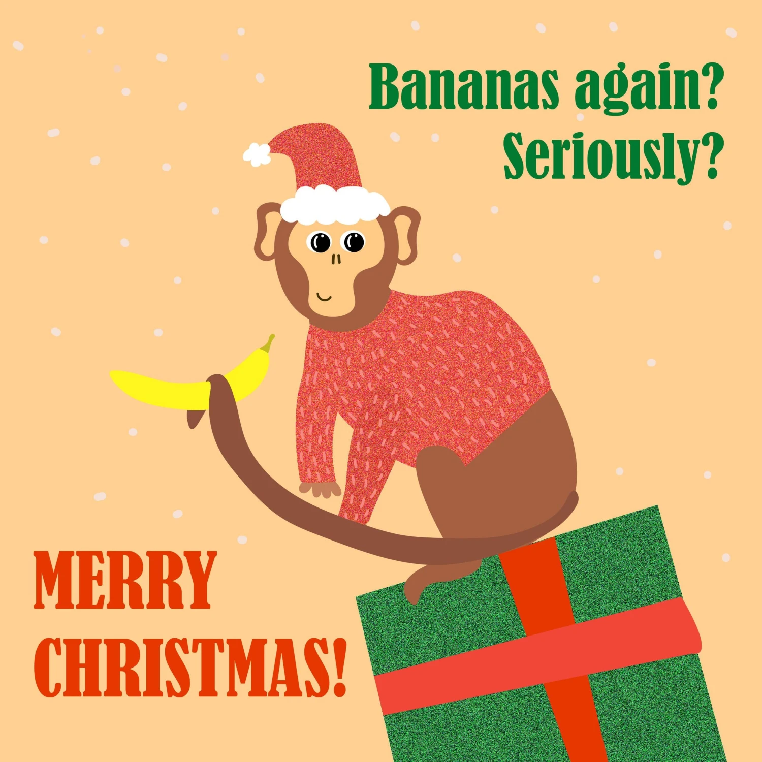 Plum Merry Christmas Bananas Again? Funny Monkey Confetti-exploding Greetings Card 4 Plum Merry Christmas Bananas Again? Funny Monkey Confetti-exploding Greetings Card - Image 2