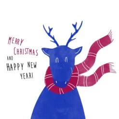 Merry Christmas And Happy New Year A Blue Reindeer Wearing A Scarf Confetti-exploding Greetings Card -Merry Moments 1 f365dc60 7135 472f b1f1 0e019a4f5aa0
