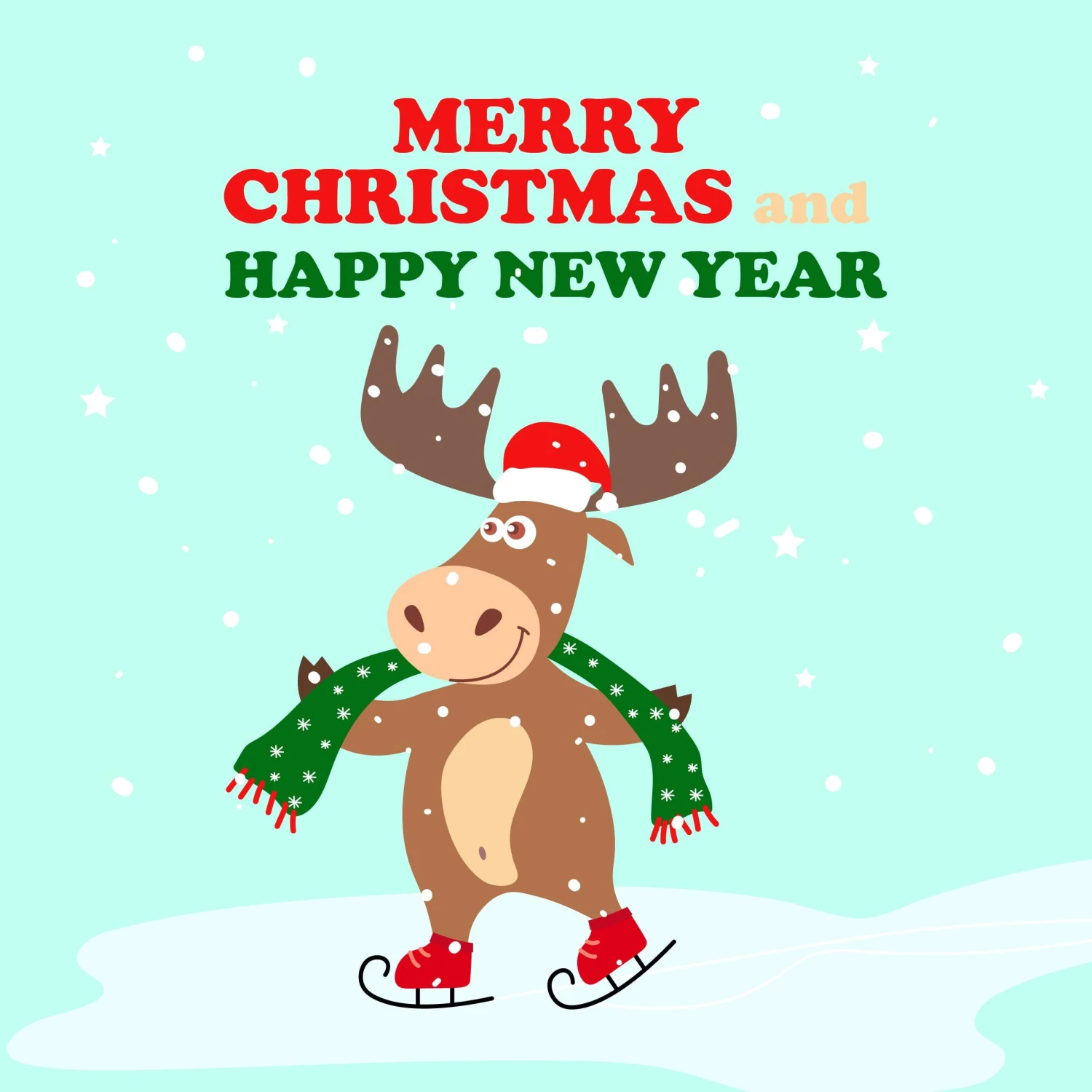 Plum Merry Christmas And Happy New Year Moose Ice Skating Confetti-exploding Greetings Card 4 Plum Merry Christmas And Happy New Year Moose Ice Skating Confetti-exploding Greetings Card - Image 2