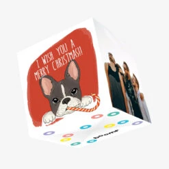 Kiwi Cute French Bulldog Merry Christmas Confetti-exploding Greetings Card