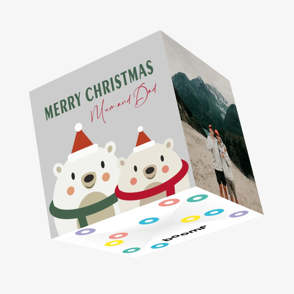 Polar Bears Merry Christmas Mum And Dad Confetti-exploding Greetings Card 3 Polar Bears Merry Christmas Mum And Dad Confetti-exploding Greetings Card