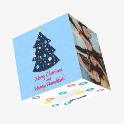Plum Happy Hanukkah Merry Christmas Confetti-exploding Greetings Card