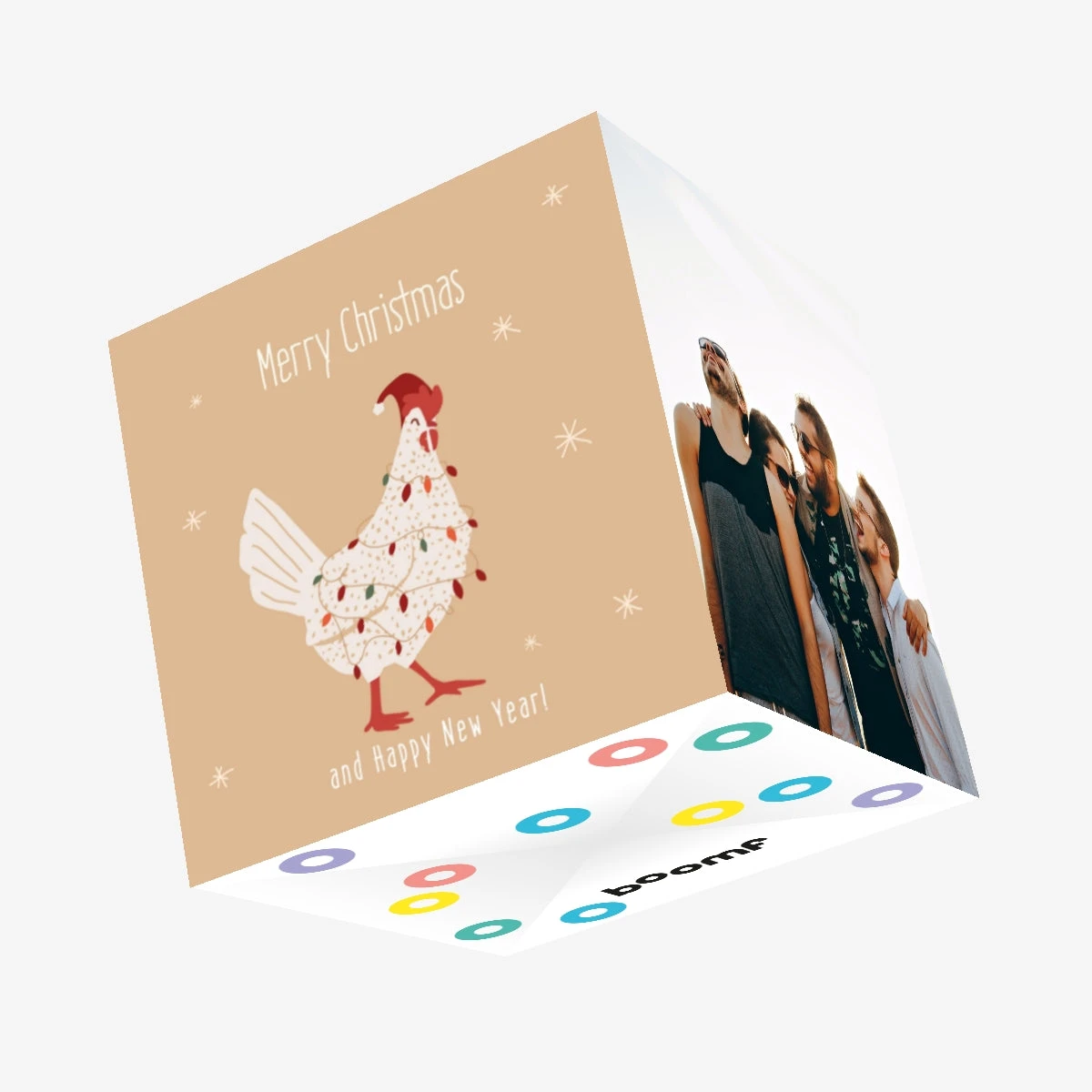 Cute Chiken Merry Christmas And Happy New Year Confetti-exploding Greetings Card 3 Cute Chiken Merry Christmas And Happy New Year Confetti-exploding Greetings Card