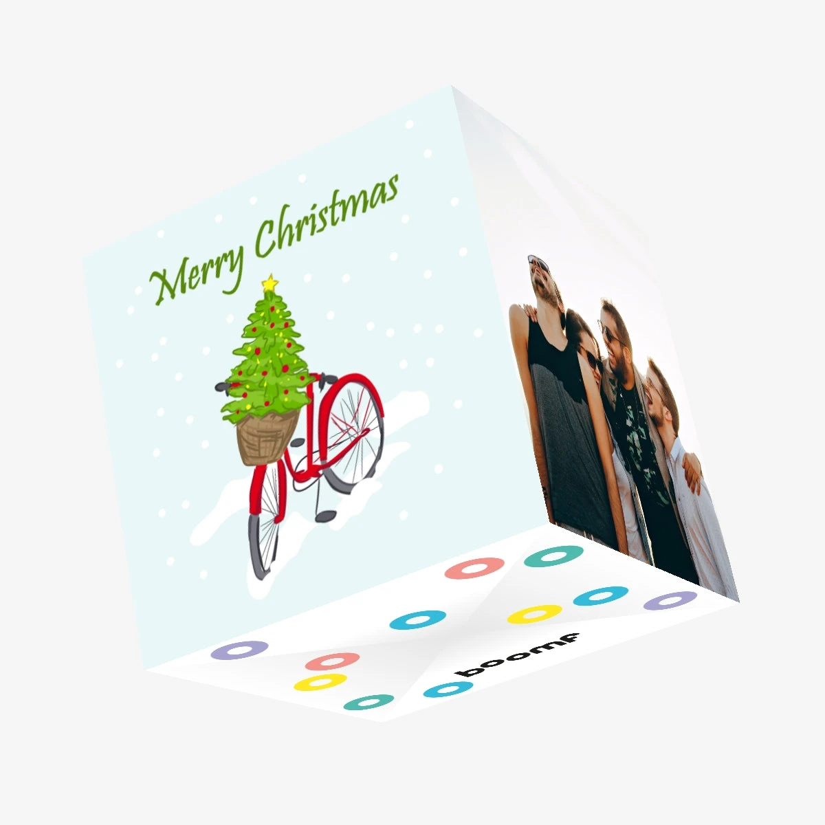 Plum Merry Christmas Bike With Christmas Tree In A Basket Confetti-exploding Greetings Card 3 Plum Merry Christmas Bike With Christmas Tree In A Basket Confetti-exploding Greetings Card