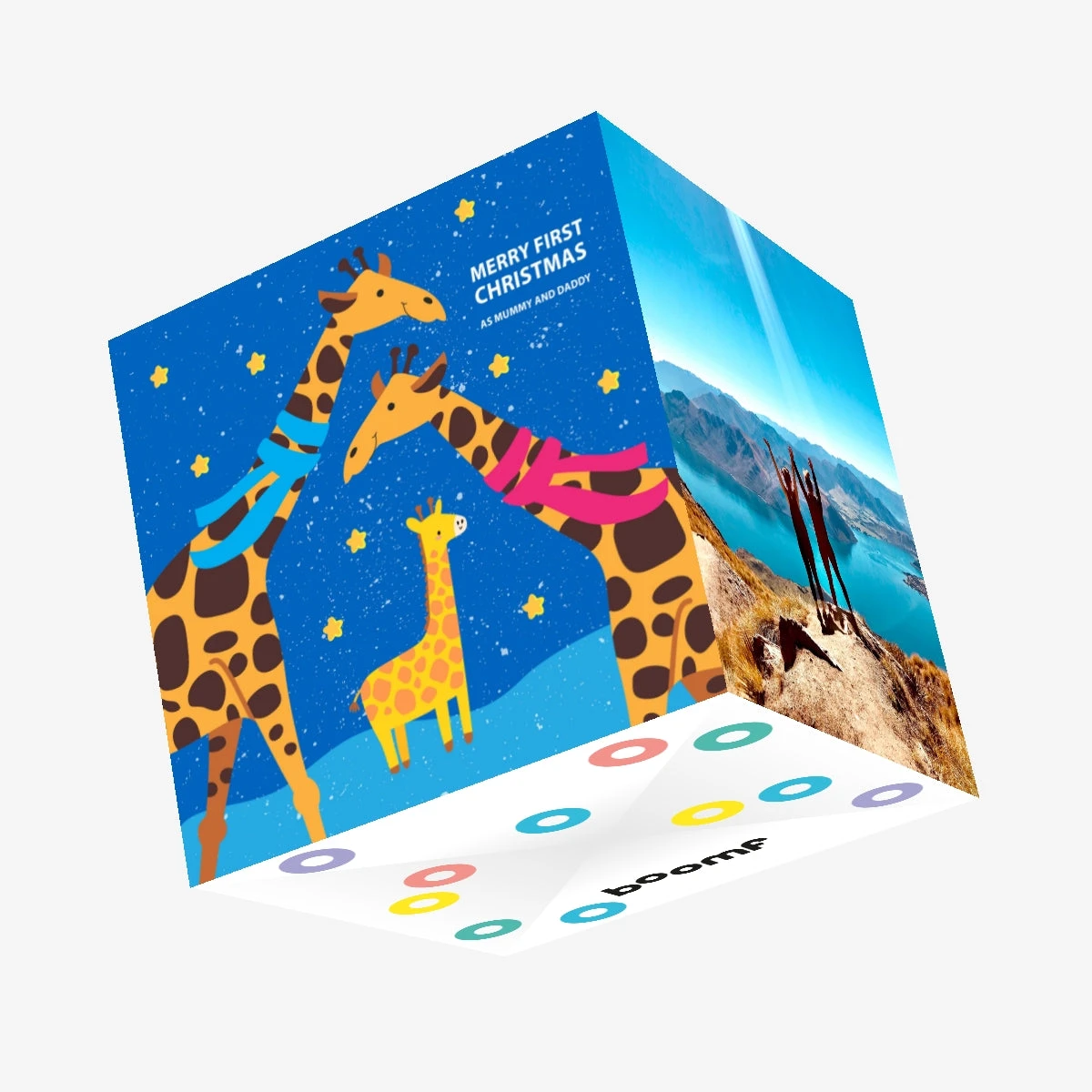 Cute Giraffes Merry 1st Christmas As Parents Confetti-exploding Greetings Card 3 Cute Giraffes Merry 1st Christmas As Parents Confetti-exploding Greetings Card