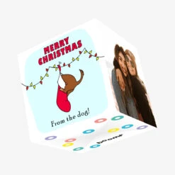 Plum Merry Christmas Dog In A Stocking Confetti-exploding Greetings Card