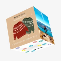 Cute Sweaters Merry Christmas And Happy New Year To Son And Daughter-in-law Confetti-exploding Greetings Card