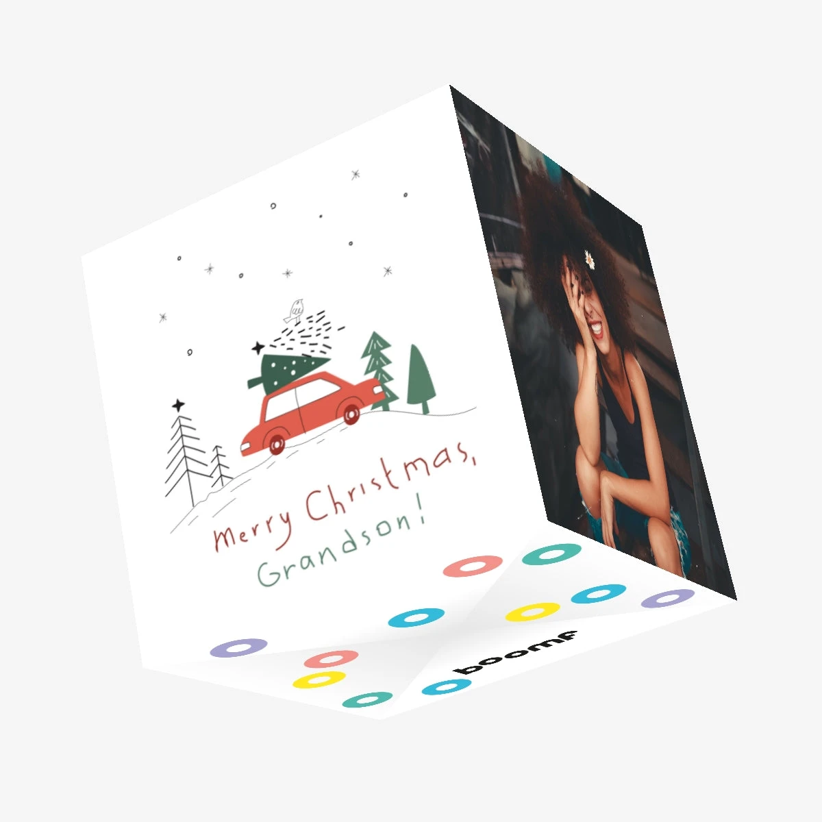 Merry Christmas Grandson Simple Drawing Confetti-exploding Greetings Card 3 Merry Christmas Grandson Simple Drawing Confetti-exploding Greetings Card