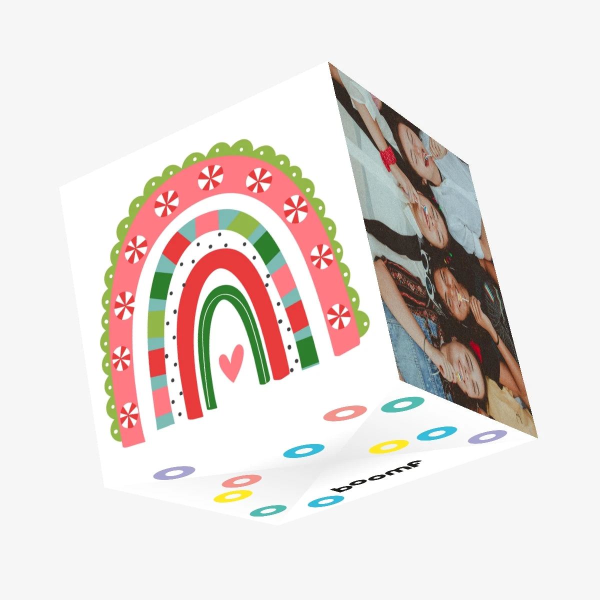 Rainbow Candy Heart Christmas Confetti-exploding Greetings Card 3 Rainbow Candy Heart Christmas Confetti-exploding Greetings Card