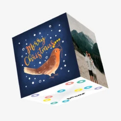 Beautiful Little Bird Merry Christmas Confetti-exploding Greetings Card
