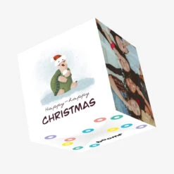 Happy Christmas Cute Turtle Eating Snow Confetti-exploding Greetings Card