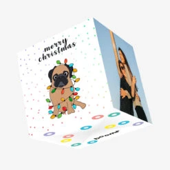 Garland Pug Merry Christmas Confetti-exploding Greetings Card