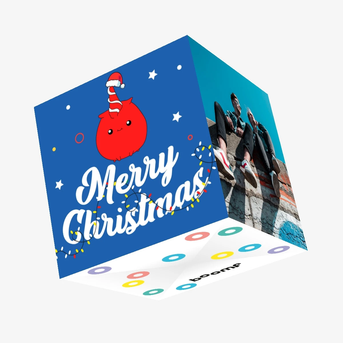 Merry Christmas Blue Background Gift Confetti-exploding Greetings Card 3 Merry Christmas Blue Background Gift Confetti-exploding Greetings Card