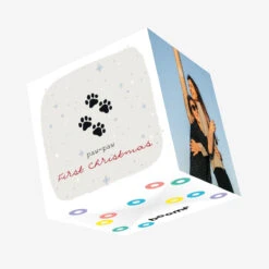 Happy First Christmas Four Little Paws Confetti-exploding Greetings Card
