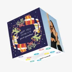 Happy First Christmas As My Great Grandma Christmas Wreath Confetti-exploding Greetings Card