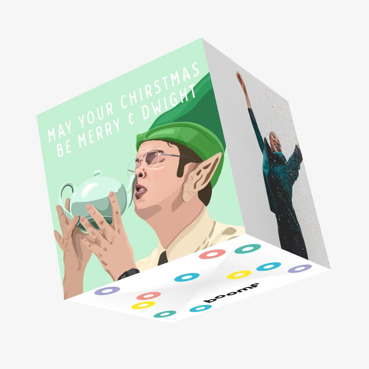 Merry And Dwight Christmas Confetti-exploding Greetings Card 3 Merry And Dwight Christmas Confetti-exploding Greetings Card