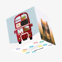 Merry Christmas Santa Driving The Red Bus Confetti-exploding Greetings Card