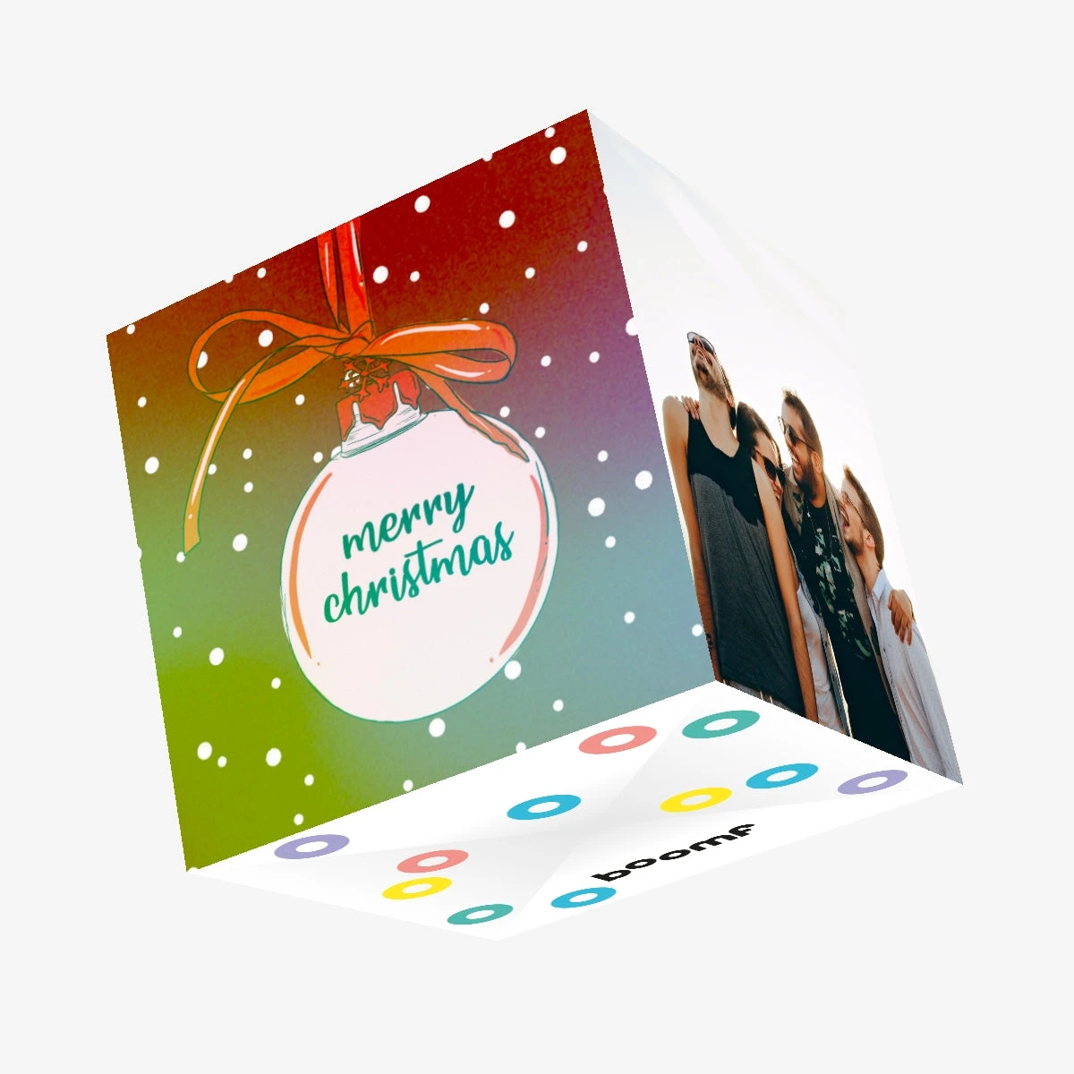 Merry Christmas White Bauble Confetti-exploding Greetings Card 3 Merry Christmas White Bauble Confetti-exploding Greetings Card