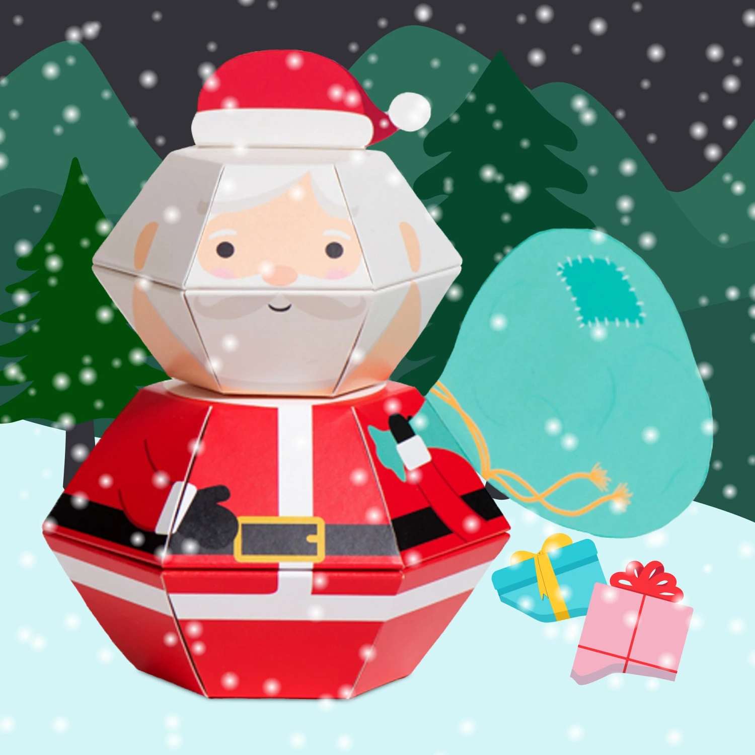 Santa Personalised 3D Pop-up Confetti Wild Card 3 Santa Personalised 3D Pop-up Confetti Wild Card