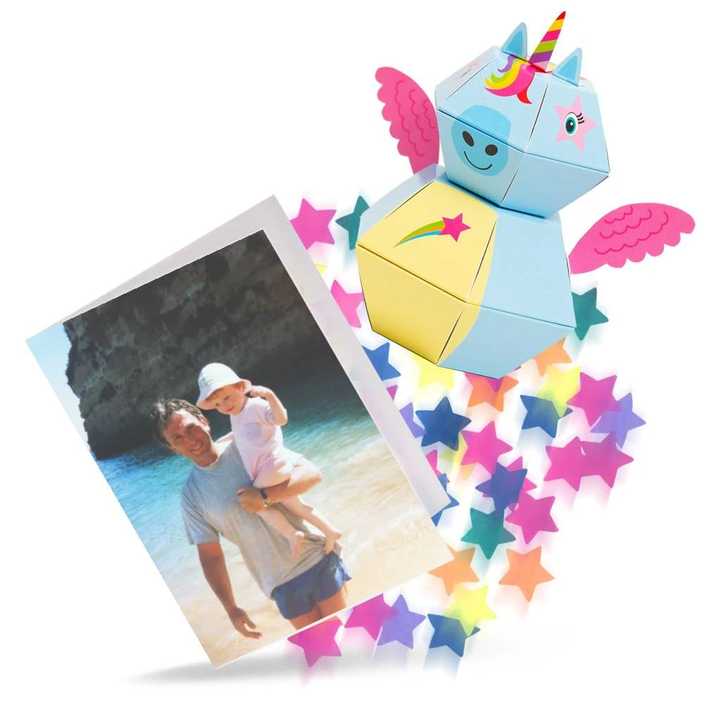Rainbow Unicorn 3D Pop-up Confetti Wild Card 4 Rainbow Unicorn 3D Pop-up Confetti Wild Card - Image 2