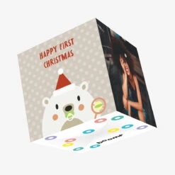 Polar Bear Happy 1st Christmas Confetti-exploding Greetings Card
