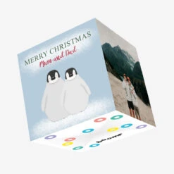 Penguins Merry Christmas Mum And Dad Confetti-exploding Greetings Card