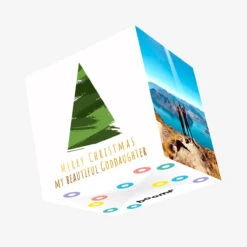 Abstract Christmas Tree Merry Christmas Goddaughter Confetti-exploding Greetings Card