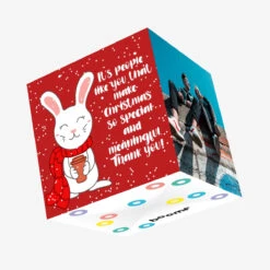 Red Background Rabbit Merry Christmas Confetti-exploding Greetings Card