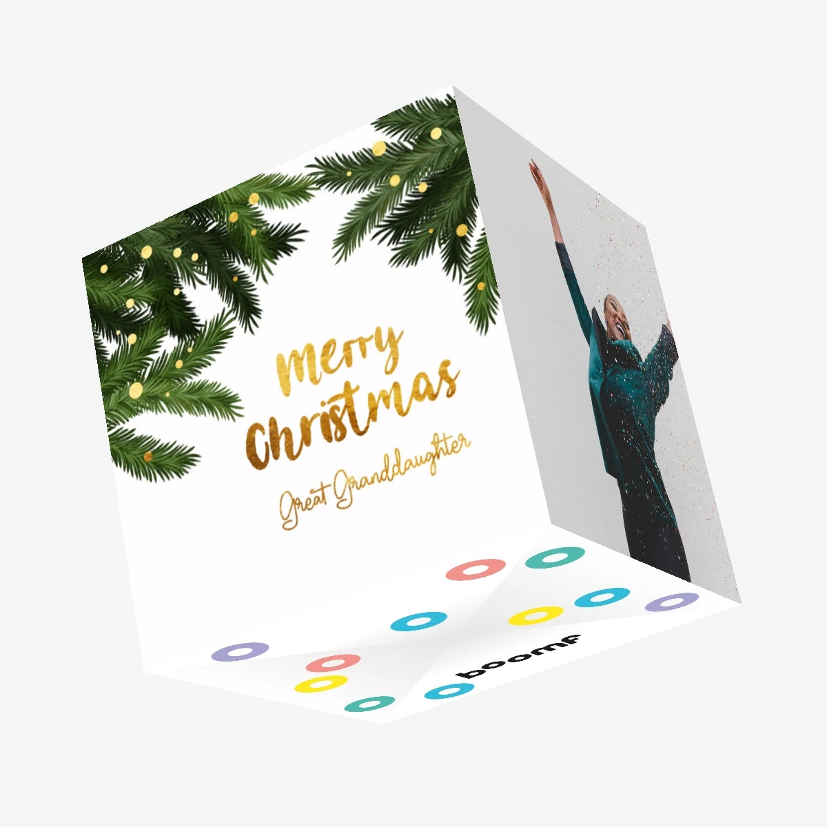 Merry Christmas Great Granddaughter Golden Letters Confetti-exploding Greetings Card 3 Merry Christmas Great Granddaughter Golden Letters Confetti-exploding Greetings Card