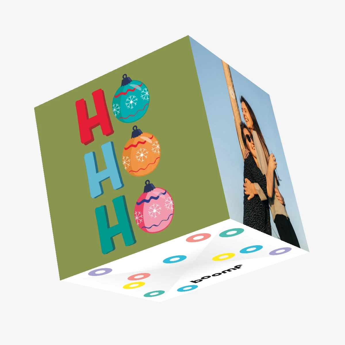 Ho Ho Ho Colourful Baubles Christmas Confetti-exploding Greetings Card 3 Ho Ho Ho Colourful Baubles Christmas Confetti-exploding Greetings Card