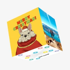 Kiwi French Bulldog In A Bag Merry Christmas Confetti-exploding Greetings Card